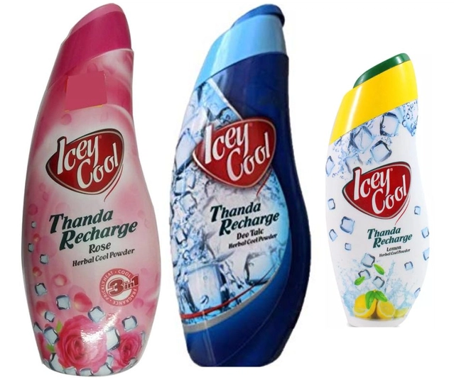 Combo of Labolia Icey Cool Lemon (100 g) with Deo Talc (300 g) & Rose (300 g) Herbal Cool Powder (Set of 3)