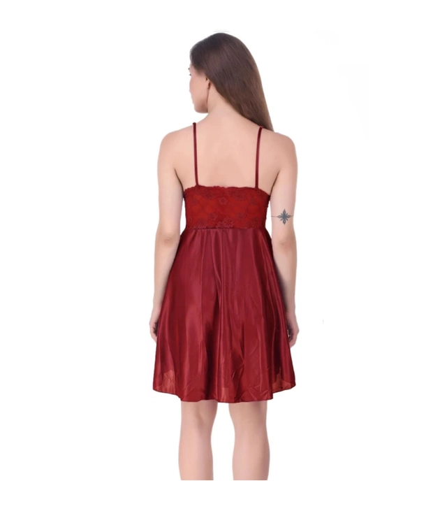 Nylon Solid Babydoll for Women (Maroon)