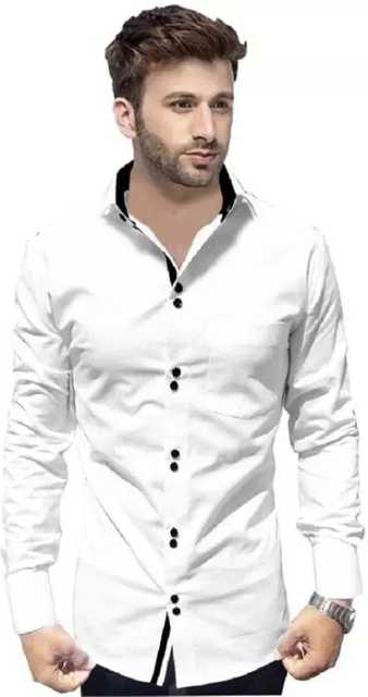 THE TAJKLA Cotton Blend Men's Casual & Party Shirt (White, 44) (TT320)