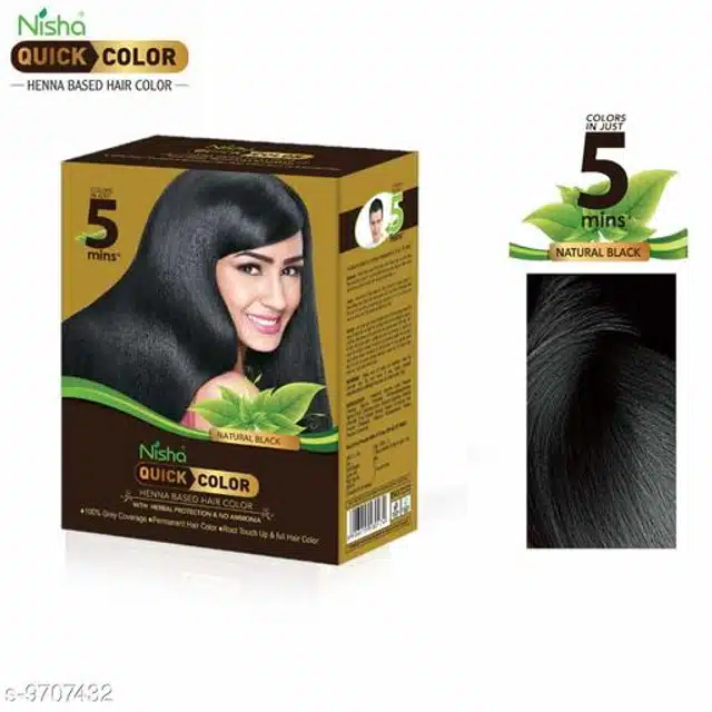 Nisha 5 Min Quick Henna Powder Hair Color (Natural Black, 60 g) (Pack of 3)