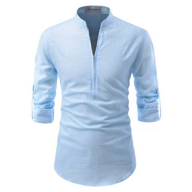 Trendy Cotton Full Sleeves Short Kurta For Men (Aqua Blue, S) (U-149)
