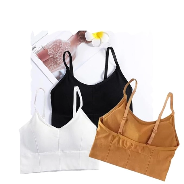 Cotton Padded Sports Bra for Women (Yellow, Free Size)