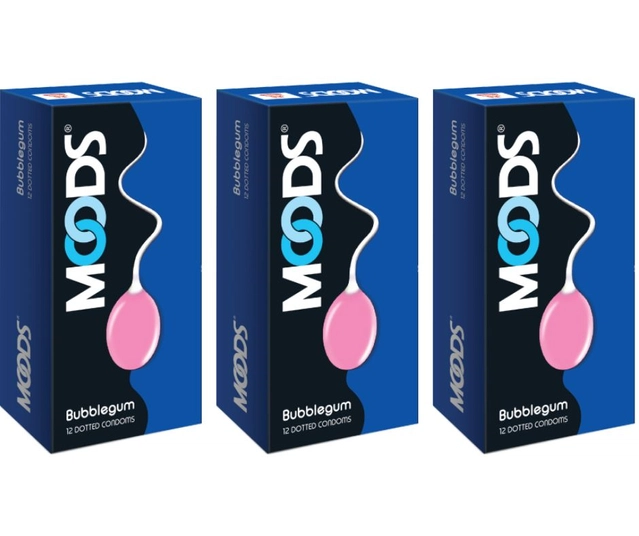 Moods Bubblegum 12 Pcs Dotted Condoms for Men (Set of 3)