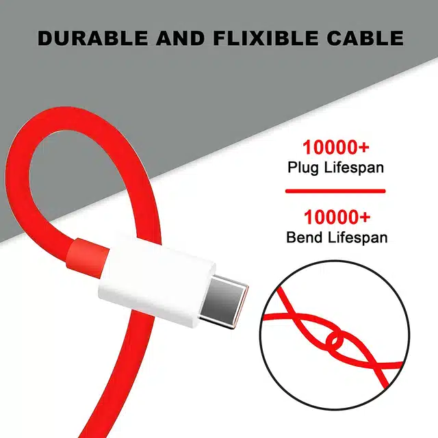 Super Vooc Type-C USB data Cable (Red, 1 m) (Pack of 2)