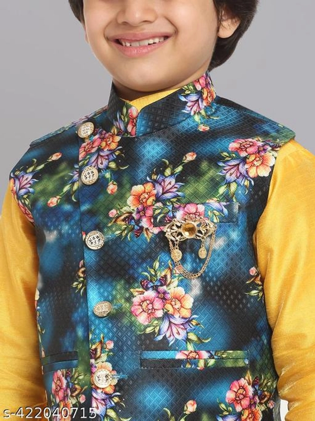 Art Silk Ethnic Jackets for Boys (Multicolor, 1-2 Years)