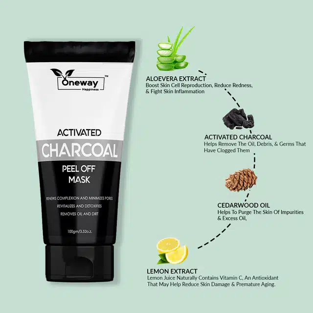 Oneway Happiness Activated Charcoal Peel Off Mask (Pack of 2)