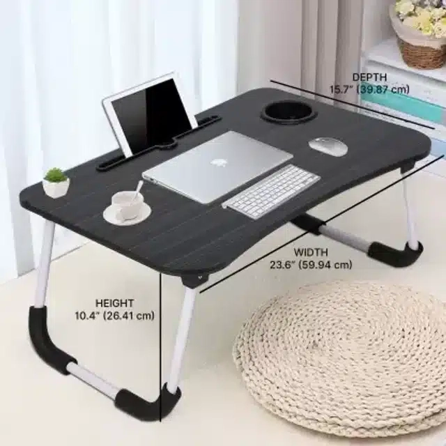 Portable & Foldable Table with Drawer (Black)