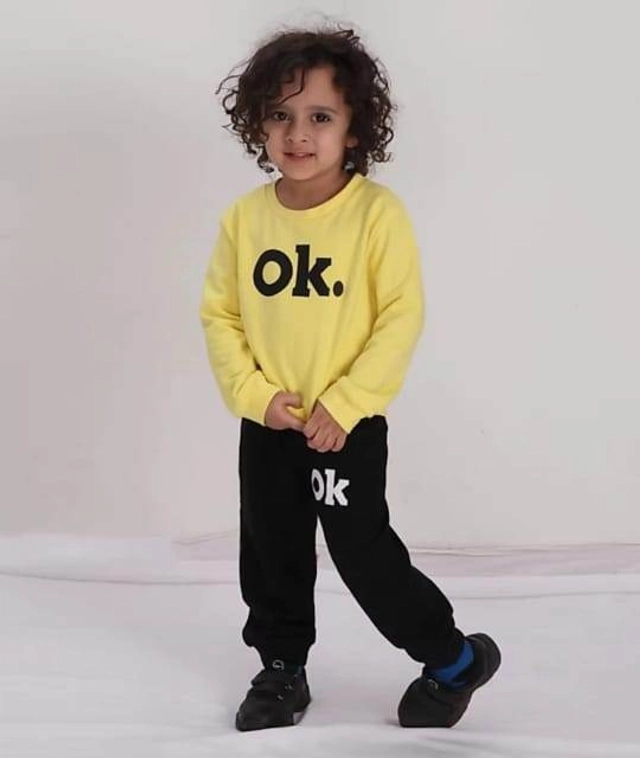 Hosriey Clothing Set for Girls (Yellow & Black, 1-2 Years)