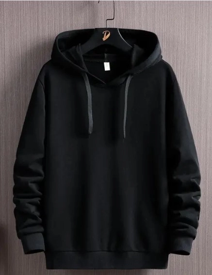 Fleece Solid Hoodie for Men (Black, S)