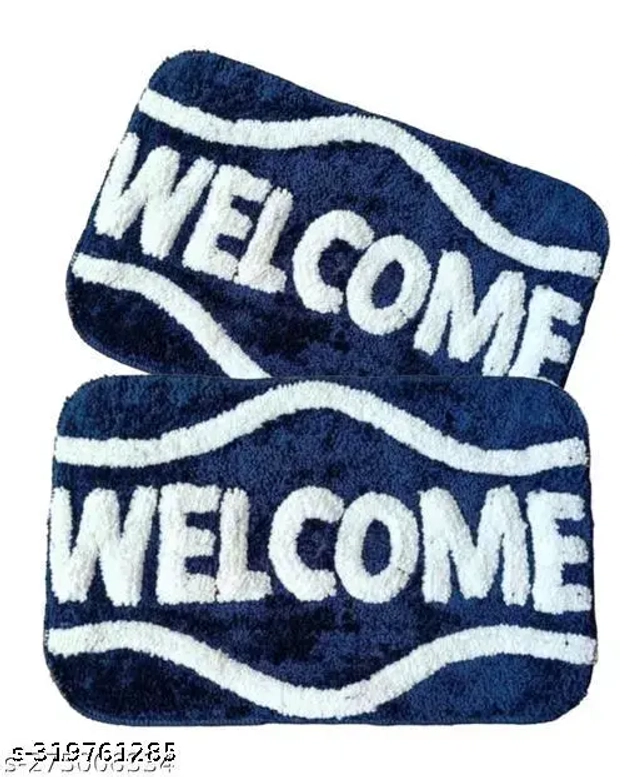 Microfiber Door Mats (Blue, 40x60 cm) (Pack of 2)