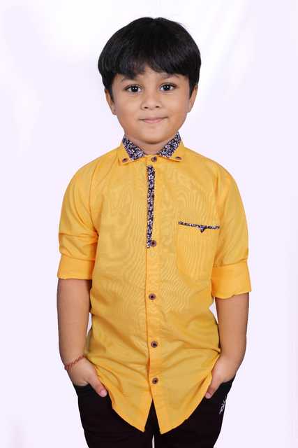 Divine Cotton kids Boys Solid Shirt (Yellow, 5-6 Year) (DC-3)