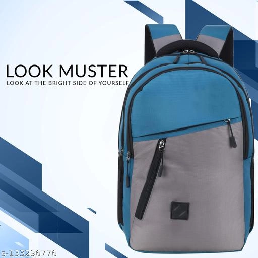 Polyester Backpack for Men & Women (Grey & Teal, 35 L)