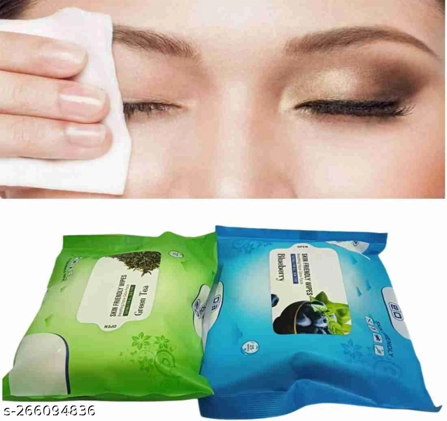 Combo of Ocean Beauty Blueberry with Rose Petals & Green Tea 25 Pcs Face Wet Wipes (Pack of 3)