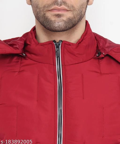 Nylon Full Sleeves Jacket for Men (Maroon, L)