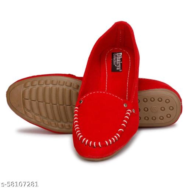 Loafers for Women (Red, 3)