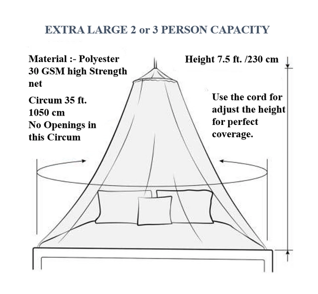 Polyester Round Mosquito Net (Baby Pink, 7x7 Feet)