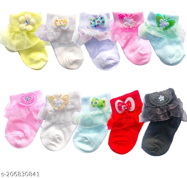 Cotton Slippers Socks for Infants (Multicolor, Set of 4)