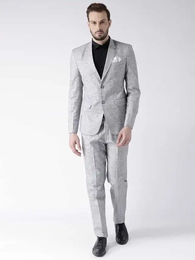 हैंगअप मेंस फॉर्मल पॉलिएस्टर विस्कोस रेगुलर फिट सूट, Grey, Size- 46 (GreyCS_46)