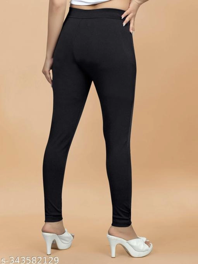 Lycra Jeggings for Women (Black, 38)