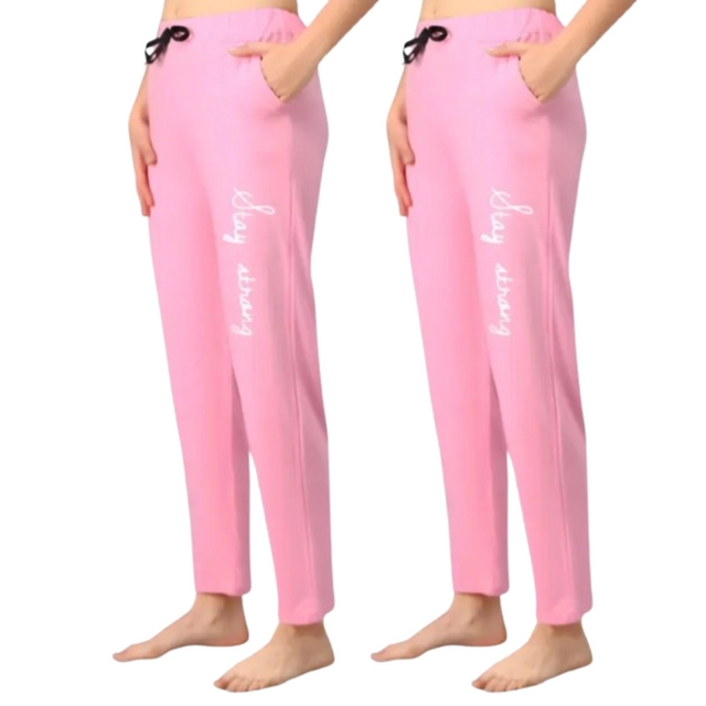 Cotton Solid Trouser for Women (Pink, S) (Pack of 2)