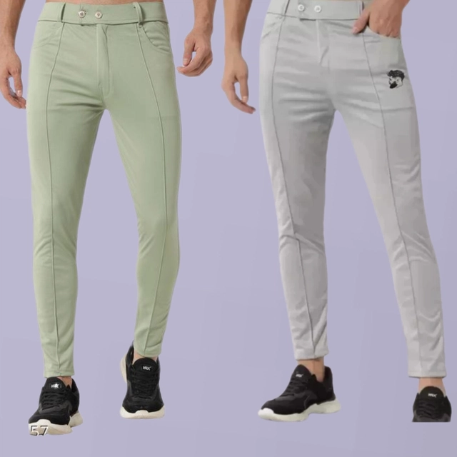 Lycra Trackpant for Men (Mint Green & Grey, 28) (Pack of 2)