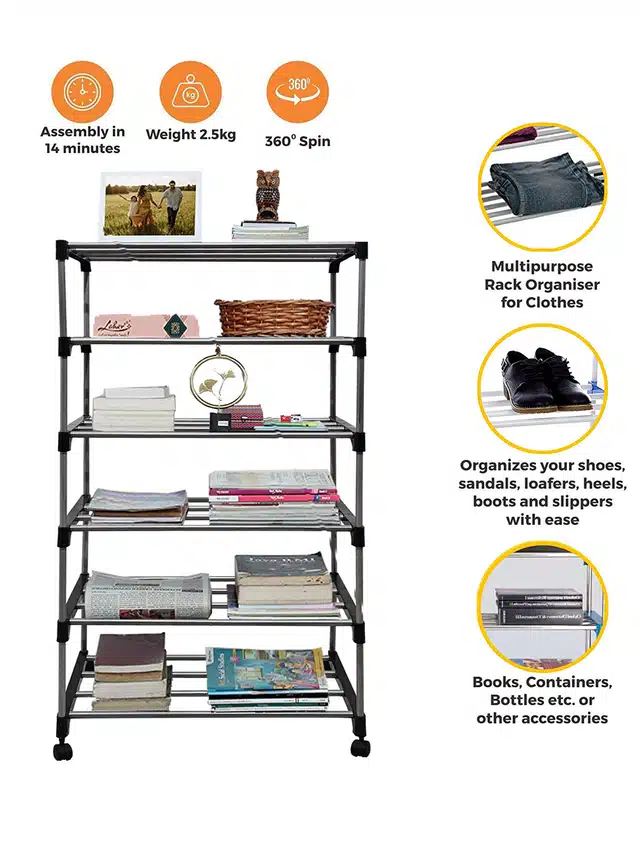 6 Layers Book Shelf (Black)