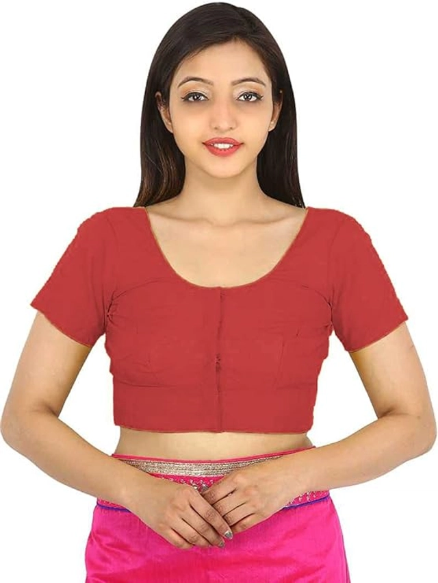 Cotton Solid Stitched Blouses for Women (Multicolor, 32) (Pack of 4)