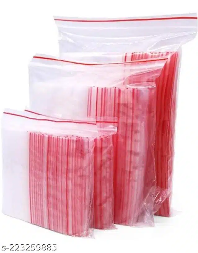 Multipurpose Reusable Zip Lock 100 Pcs Storage Bags (Transparent, Set of 3)