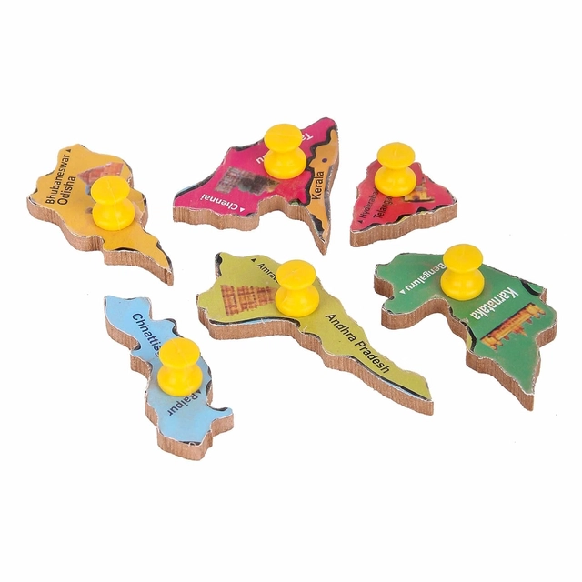 Wooden India Map Puzzle Board for Kids (Multicolor)