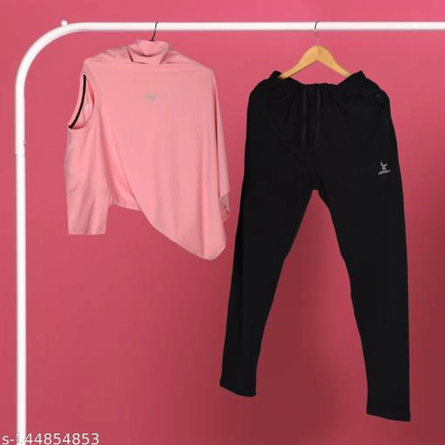 Acrylic Tracksuit for Men (Pink & Black, M)