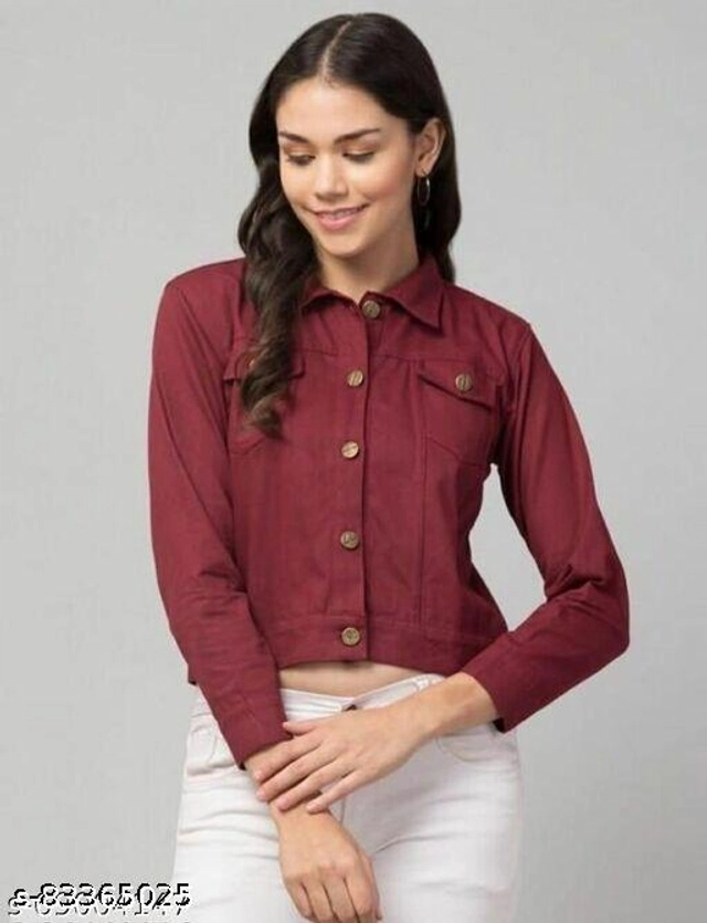 Full Sleeves Solid Jacket for Women & Girls (Maroon, S)