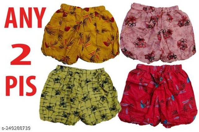 Cotton Shorts for Girls (Multicolor, 12-18 Months) (Pack of 2)