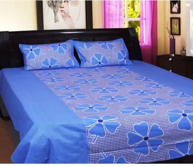 Printed Double Bedsheet with 2 Pillow Covers (Multicolor, 90x90 inches)
