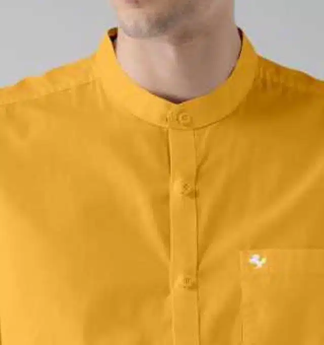 Men's Solid Casual Shirt (Yellow, M)