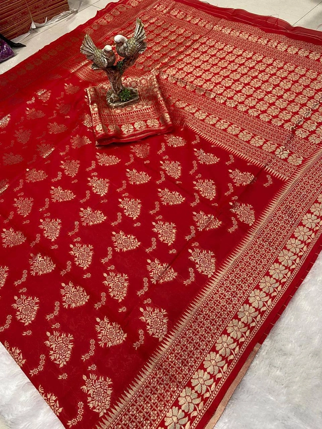 Lichi Silk Woven Design Saree for Women (Red, 6.3 m)