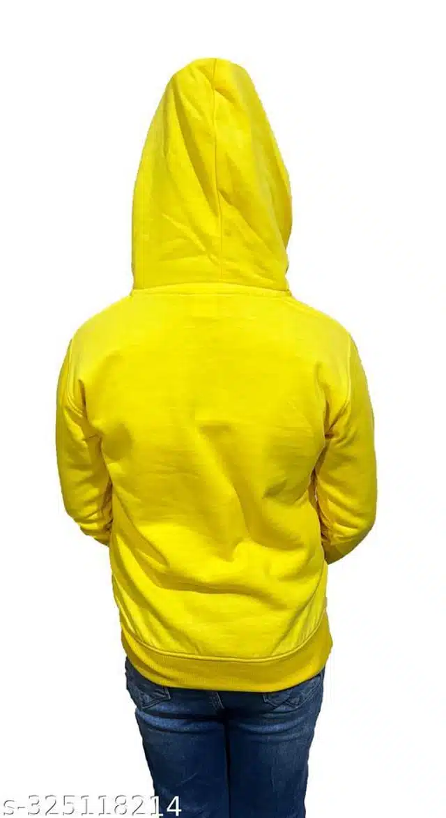 Fleece Printed Full Sleeves Hooded Sweatshirt for Girls (Yellow, 3-4 Years)