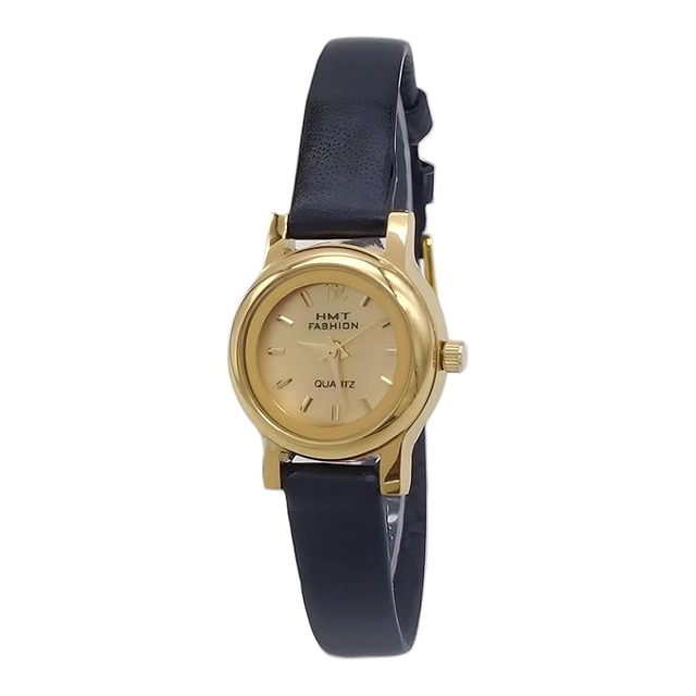 Leather Strap LG-10 Analog Watch for Women and Girls (Gold & Black)