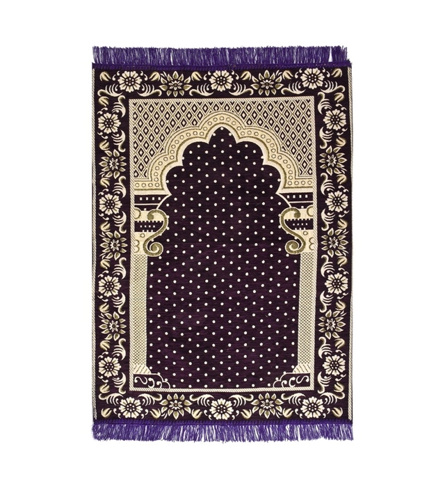 Velvet Chenille Super Soft Namaz Prayer Mat (Purple, 70x110 cm)