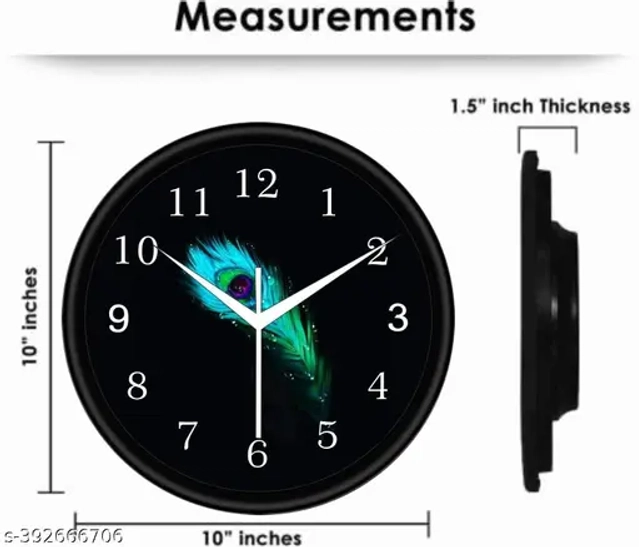 Wall Clock Analog Clock Home/office Decor Stylish (Black, Pack Of 1)