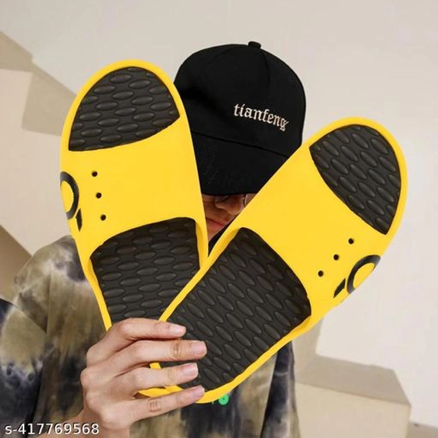 Sliders for Men (Yellow & Black, 6)