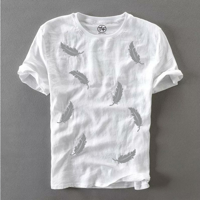 The Lugai Fashion Cotton Fabric Printed T-Shirt For Men (White, M) (Tlf-368)