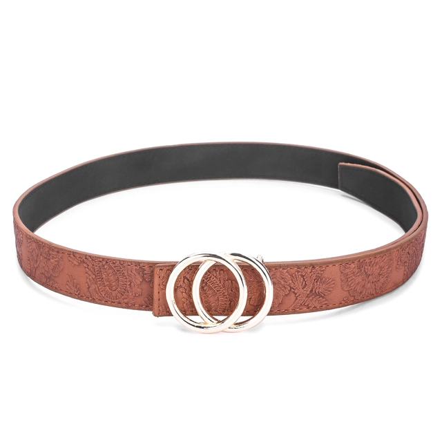 Artificial leather Belt for Women (Tan, Free Size)