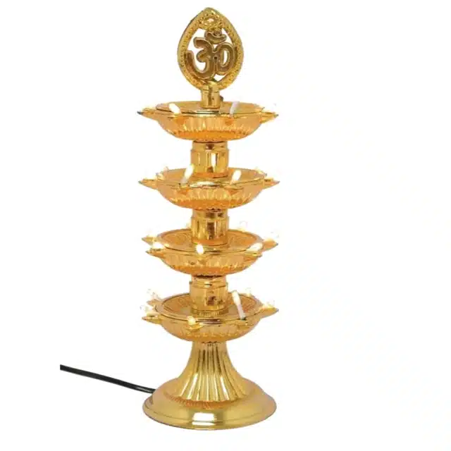 4 Layer Electric Diya for Home Temple (Gold)