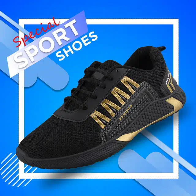 Sports Shoes for Men (Black & Gold, 6)