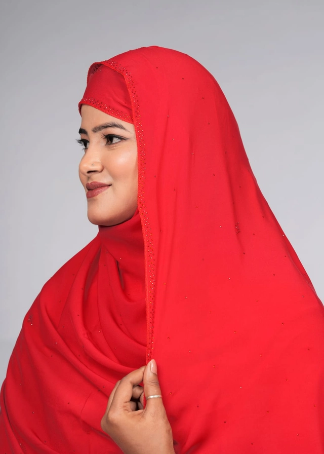 Chiffon HIjab for Women (Red, Free Size)