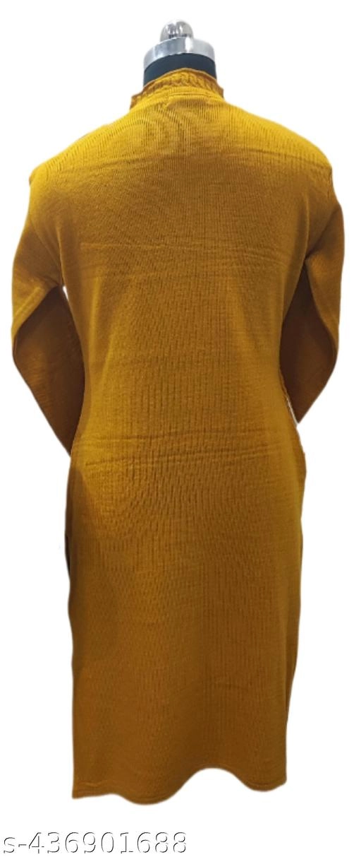 Woolen Solid Kurti for Women (Mustard, Free Size)