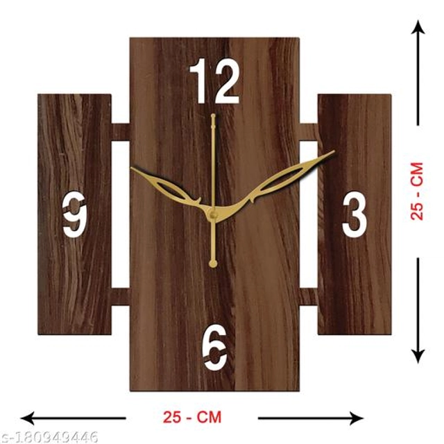 Wooden Wall Clock for Home (Brown)