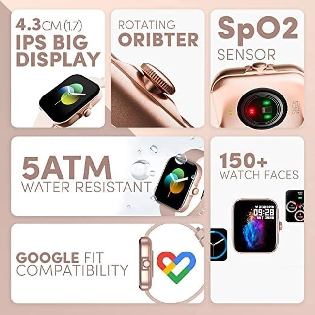 T500 Silicone Strap Smartwatch for Men & Women (Pink)