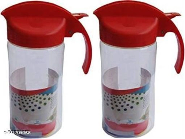 Plastic Oil Dispenser Bottle (Red, 1000 ml) (Pack of 2)