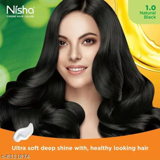 Nisha Cream Hair Color (Natural Black, 40 g) (Pack of 6)